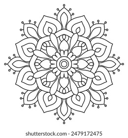 diseño único de mandala de la forma floral para colorear el libro, el tatuaje y el diseño de henna, arte creativo de mandala
