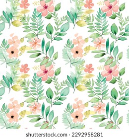 Floral shape watercolor seamless pattern. Vector illustration.
