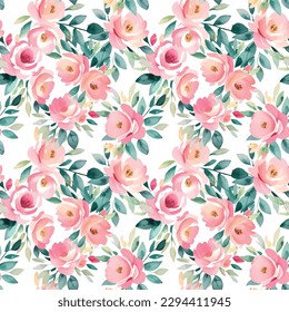 Floral shape watercolor seamless pattern. Vector illustration.