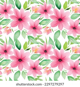 Floral shape watercolor seamless pattern. Vector illustration.