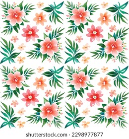 Floral shape watercolor seamless pattern. Vector illustration.