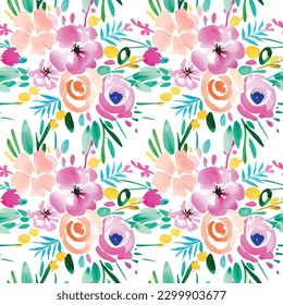 Forma floral acuarela sin costuras. Ilustración vectorial.