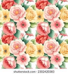Floral shape watercolor seamless pattern. Vector illustration.