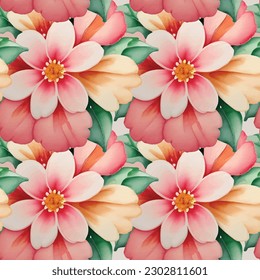 Floral shape watercolor seamless pattern. Vector illustration.