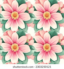 Floral shape watercolor seamless pattern. Vector illustration.