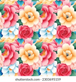 Blumenform Wasserfarbe nahtlose Muster. Vektorgrafik.