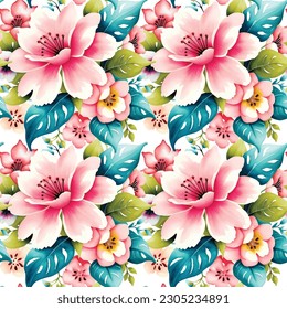 Floral shape watercolor seamless pattern. Vector illustration.