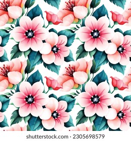 Floral shape watercolor seamless pattern. Vector illustration.