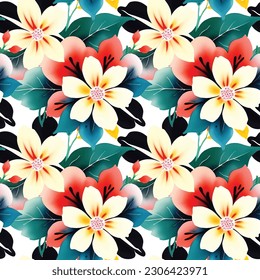 Floral shape watercolor seamless pattern. Vector illustration.