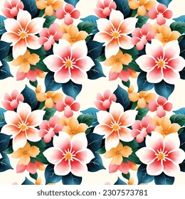 Floral shape watercolor seamless pattern. Vector illustration.