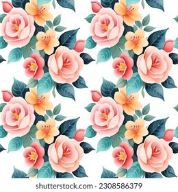 Forma floral acuarela sin costuras. Ilustración vectorial.