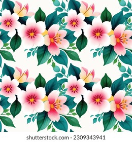 Floral shape watercolor seamless pattern. Vector illustration.