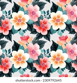 Forma floral acuarela sin costuras. Ilustración vectorial.