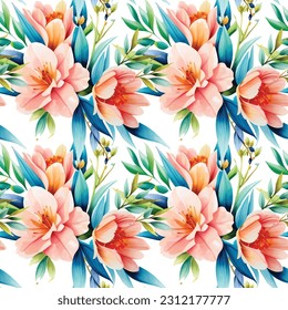 Forma floral acuarela sin costuras. Ilustración vectorial.