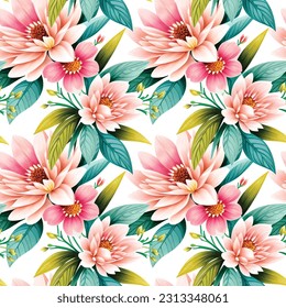 Floral shape watercolor seamless pattern. Vector illustration.
