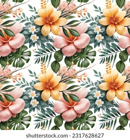 Forma floral acuarela sin costuras. Ilustración vectorial.