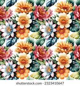 Forma floral acuarela sin costuras. Ilustración vectorial.