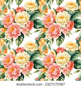 Forma floral acuarela sin costuras. Ilustración vectorial.