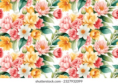 Forma floral acuarela sin costuras. Ilustración vectorial.