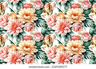 Forma floral acuarela sin costuras. Ilustración vectorial.