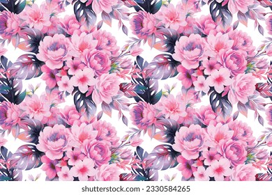 Floral shape watercolor seamless pattern. Vector illustration.