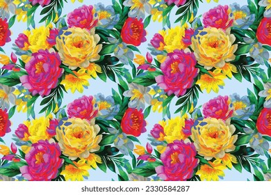 Floral shape watercolor seamless pattern. Vector illustration.