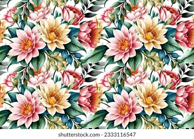 Blumenform Wasserfarbe nahtlose Muster. Vektorgrafik.