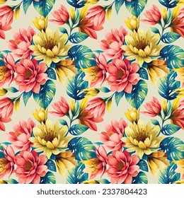 Forma floral acuarela sin costuras. Ilustración vectorial.