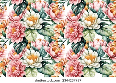 Forma floral acuarela sin costuras. Ilustración vectorial.