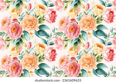 Floral shape watercolor seamless pattern. Vector illustration.