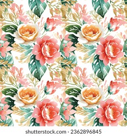 Forma floral acuarela sin costuras. Ilustración vectorial.