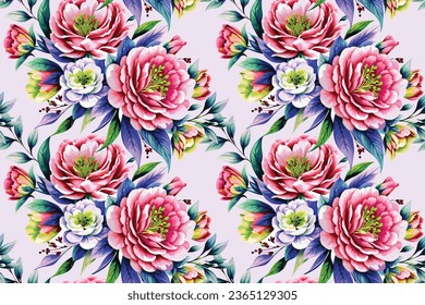 Floral shape watercolor seamless pattern. Vector illustration.