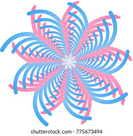 floral shaped abstract design in pastel blue and pink