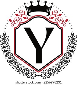 Floral shield with letter Y