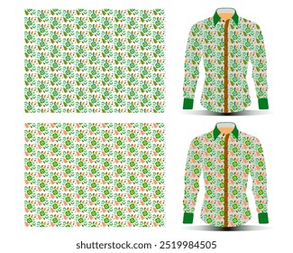 Floral Shirt Design with Colorful Green, Orange, and Yellow Patterns for a Trendy Look