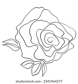 Floral silhouette art line. Flowers in continuous line drawing style. Border with tropical flower. Minimalist black linear sketch. Trendy vector illustration isolated. Contour graphics for design.