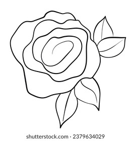 Floral silhouette art line. Flowers in continuous line drawing style. Border with tropical flower. Minimalist black linear sketch. Trendy vector illustration isolated. Contour graphics for design.