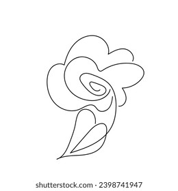 Floral silhouette art line. Flowers in continuous line drawing style. Border with tropical flower. Minimalist black linear sketch. Trendy vector illustration isolated. Contour graphics for design.