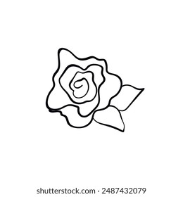 Floral silhouette art line. Flowers in continuous line drawing style. Border with tropical flower. Minimalist black linear sketch. Trendy vector illustration isolated. Contour graphics for design.