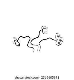 Floral silhouette art line. Flowers in continuous line drawing style. Border with tropical flower. Minimalist black linear sketch. Trendy vector illustration isolated. Contour graphics for design.