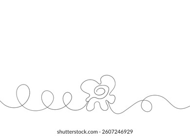 Floral silhouette art line. Flowers in continuous line drawing style. Border with tropical flower. Minimalist black linear sketch. Trendy vector illustration isolated. Contour frame for design.