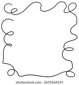 Floral silhouette art line. Flowers in continuous line drawing style. Border with tropical flower. Minimalist black linear sketch. Trendy vector illustration isolated. Contour frame for design.