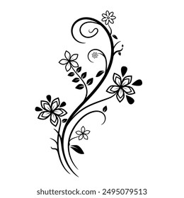 floral silhouette for border, frame, and design, flourish flower