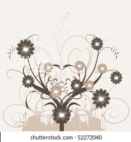  Floral silhouette, element for design