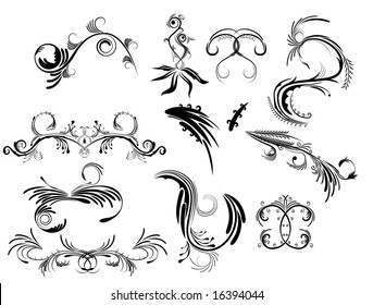 Silhouette floral, elemento de diseño. Vector.