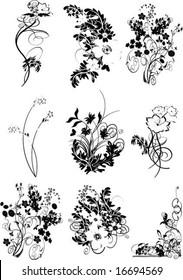 Floral silhouette, element for design, vector tattoo