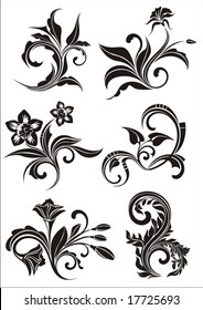 Floral silhouette, element for design, vector tattoo