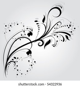Floral silhouette, element for design, vector tattoo