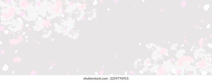 Floral silhouette frame decoration illustration reminiscent of cherry blossoms