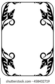 Floral silhouette frame. Vector clip art.